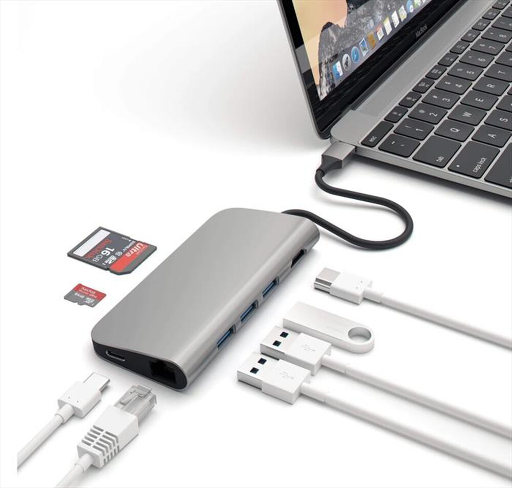"SATECHI - ADATTATORE USB-C MULTI-PORTA 4K ETHERNET-space grey"