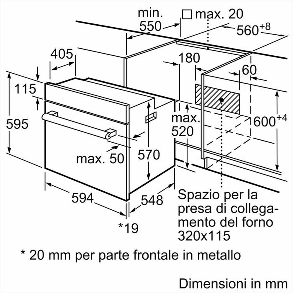 "BOSCH - Forno incasso elettrico HBF011BR0 Classe A-Inox"