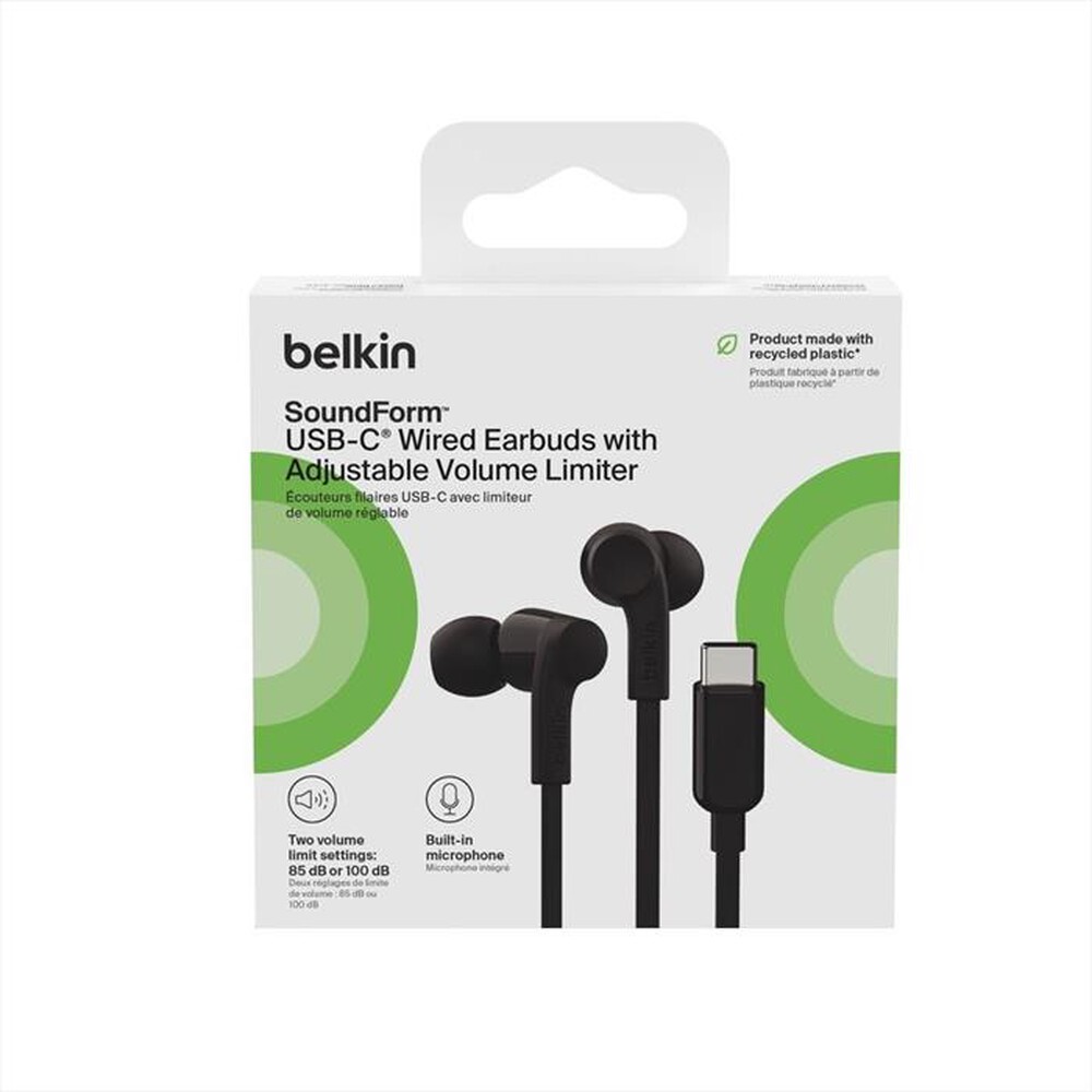 Immagine del prodotto BELKIN - USB-C EARBUDS W/ ADJUSTABLE VOLUME LIMITER-Nero