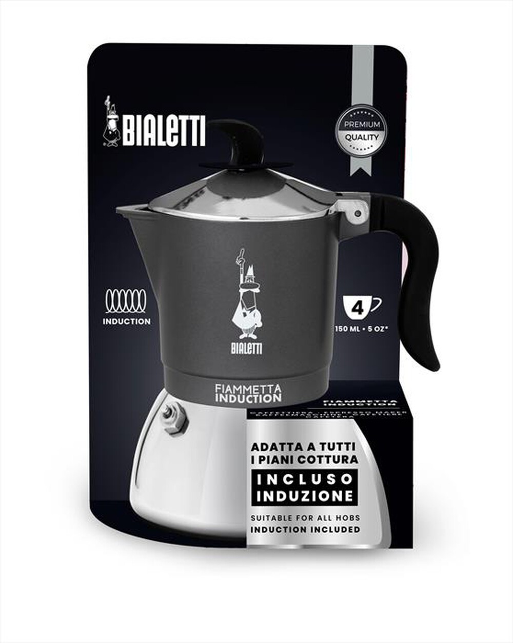 "BIALETTI - Caffettiera FIAMMETTA IND. 4TZ-grigio"