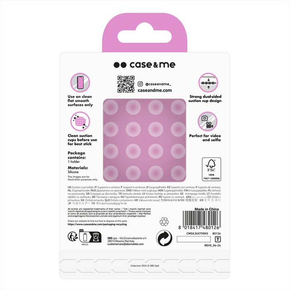 Immagine del prodotto CASEME - Supporto in silicone a ventosa CMSILSUCTION3-Rosa