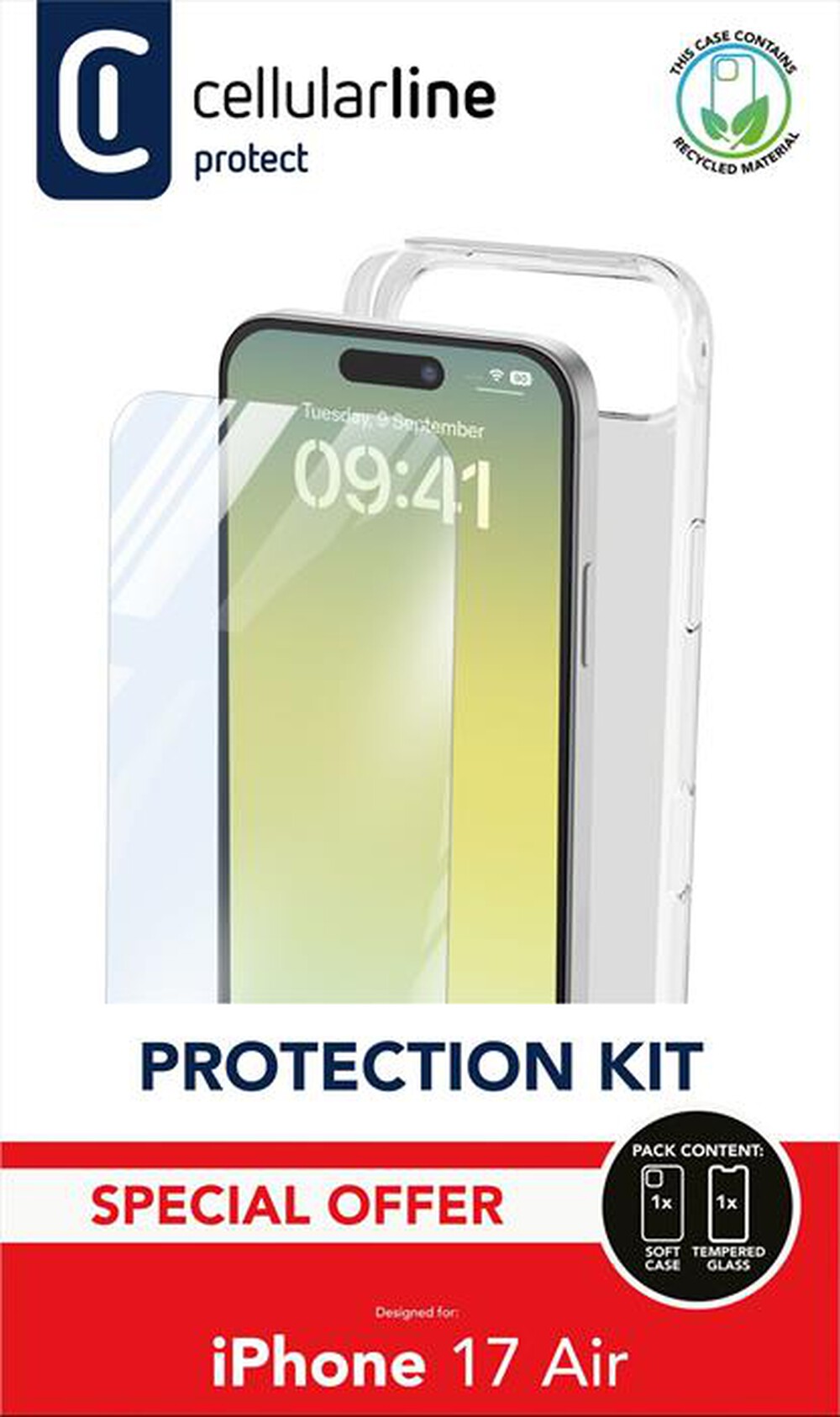 Immagine del prodotto CELLULARLINE - Kit di accessori PROTECTION KIT per IPHONE AIR-Trasparente