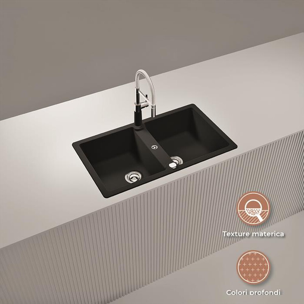 Immagine del prodotto GLEM GAS - Lavello 2 vasche GLU862BK-Nero Opaco