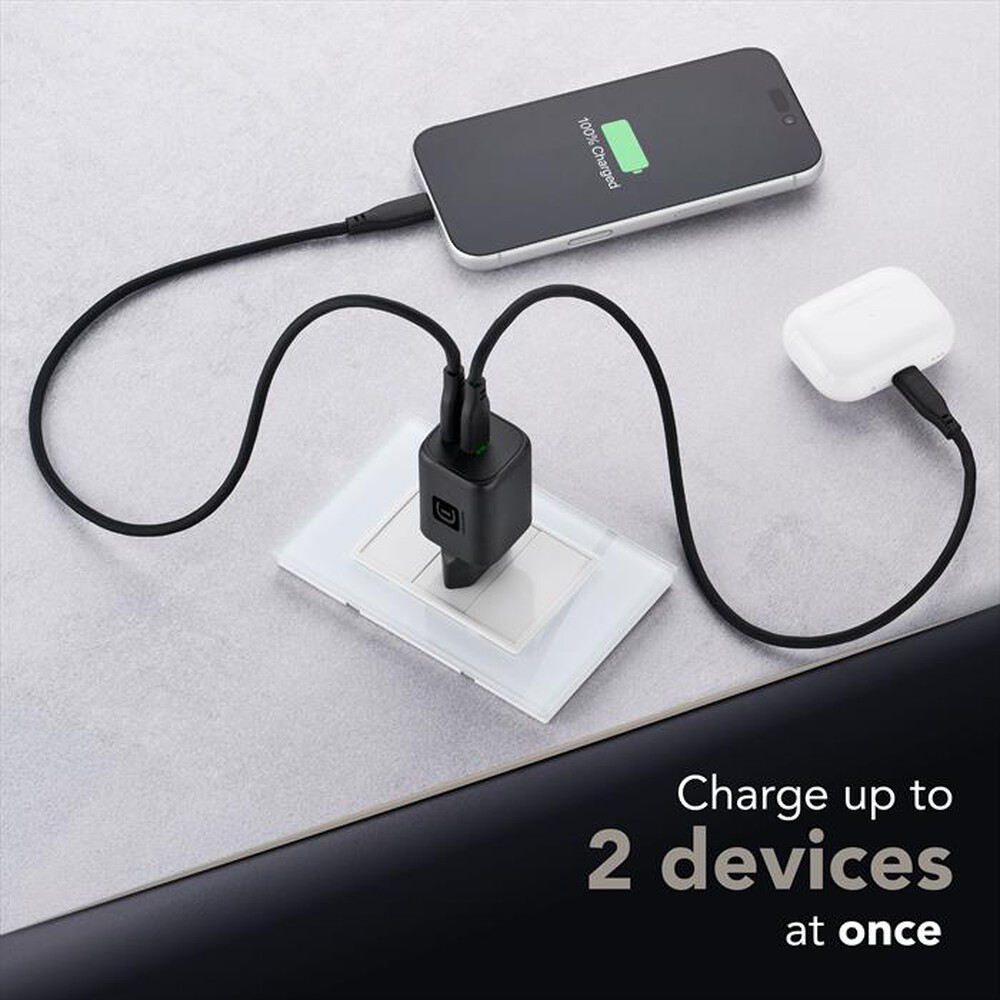 Immagine del prodotto CELLULARLINE - Caricatore da rete GAN+ 45 W DOPPIA PORTA USB-C-Nero