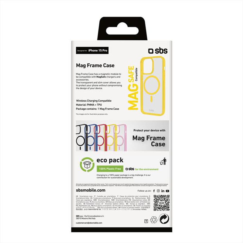 "SBS - Cover per iPhone 15 Pro TEMAGCOLIP1561PY-Trasparente/Giallo"