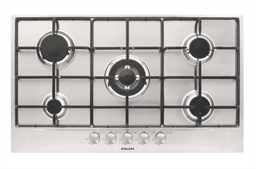 "GLEM GAS - Piano cottura a gas GT955IX 5 fuochi 86cm-Acciaio Satinato"
