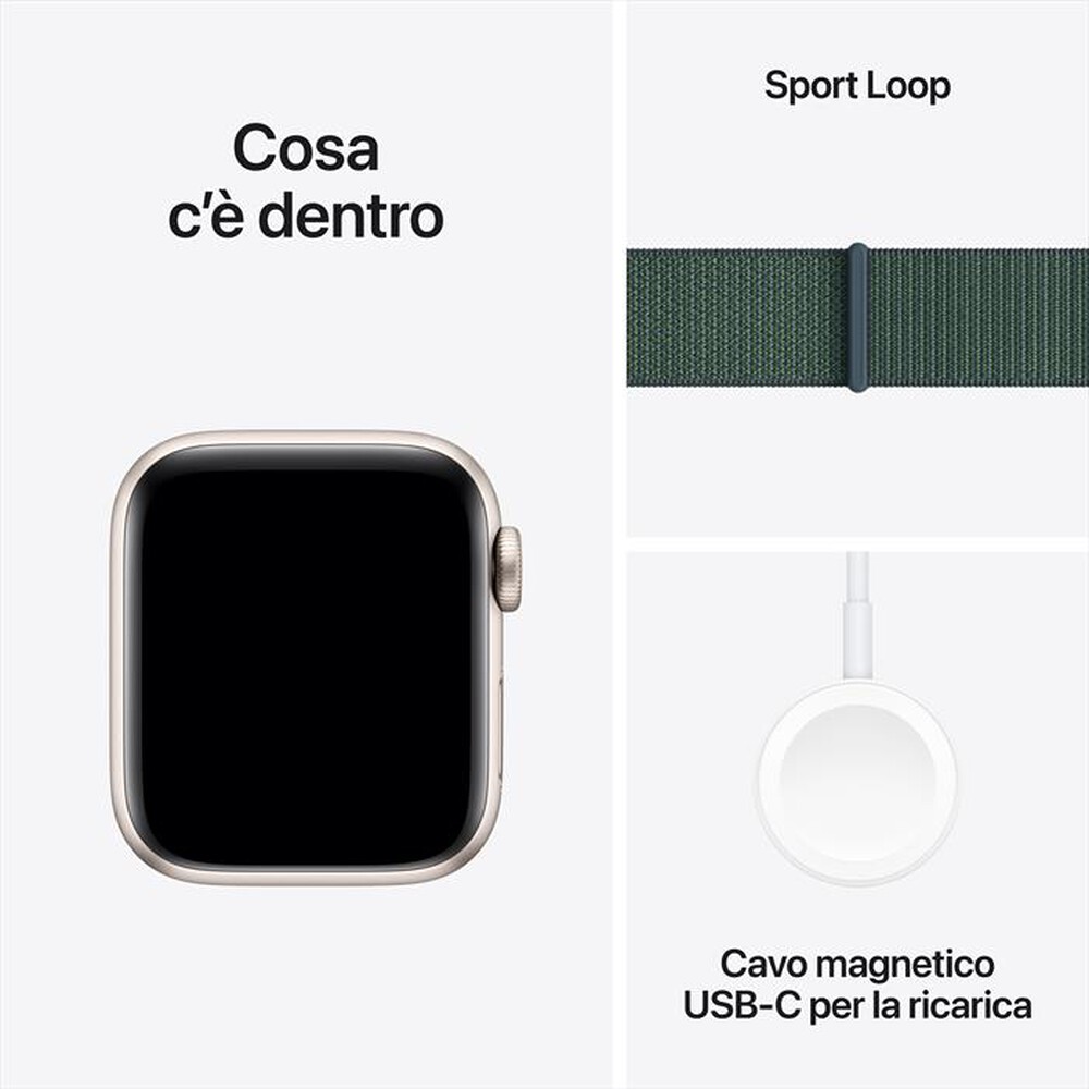 "APPLE - Watch SE GPS 40mm Cassa Alluminio-Galassia - Sport Loop Verde"