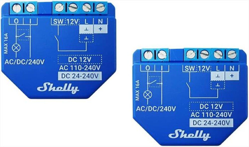 Immagine del prodotto SHELLY - Dispositivo automazione domestica PLUS1 - TWO PAC-blu