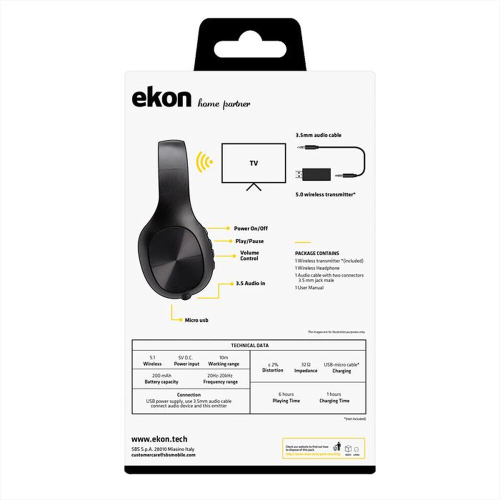 Immagine del prodotto EKON - Auricolare cuffia ECAHEADTVBTK