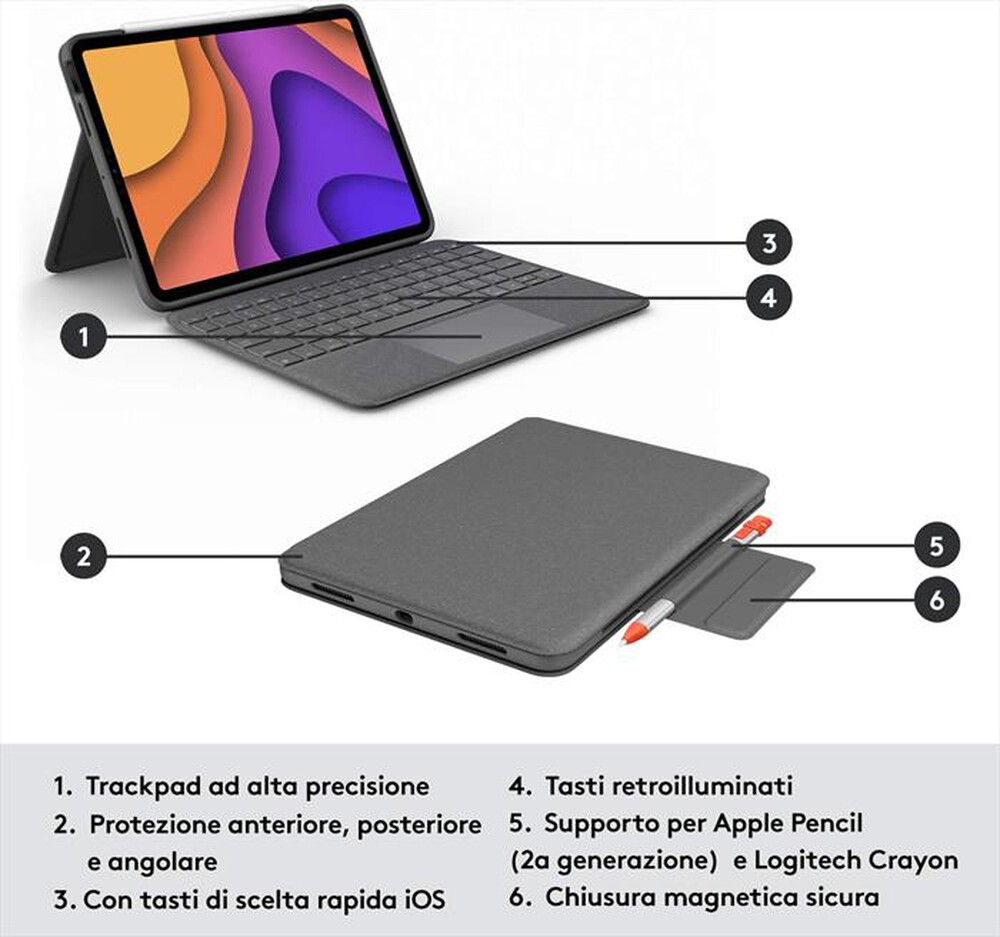 "LOGITECH - Folio Touch for iPad Air (4th generation)  - OXFOR-Oxford Grey"