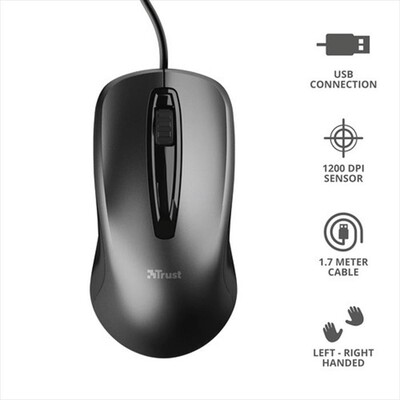 TRUST - CARVE WIRED MOUSE-Black