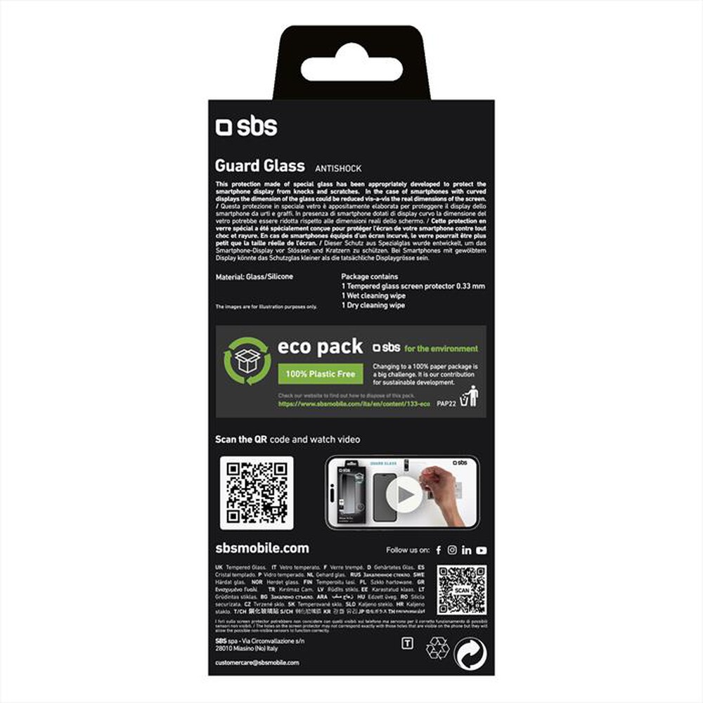 "SBS - Screen protector TESCRGLIP1461P per iPhone 14  Pro-Trasparente"