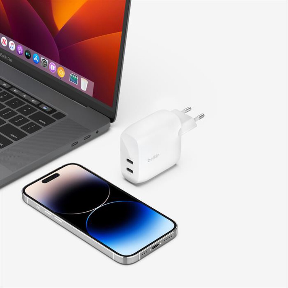 "BELKIN - CARICABATTERIE DA PARETE DUAL 30W PORTA USB-C-BIANCO"
