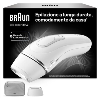 BRAUN - Epilatore LUCE PULSATA PL3020-BIANCO/GRIGIO
