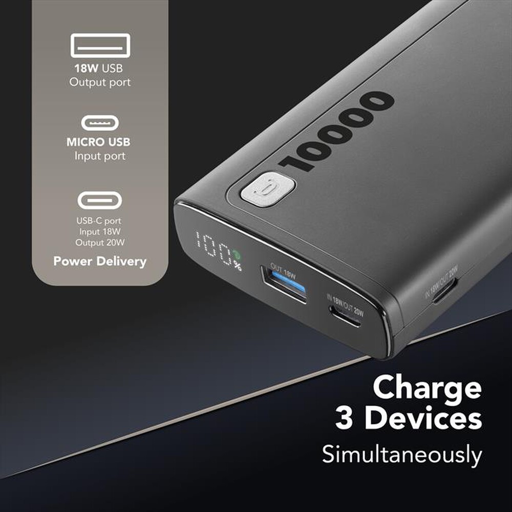 Immagine del prodotto CELLULARLINE - Caricabatterie Portatile PBDISPL01PD10000K-Nero