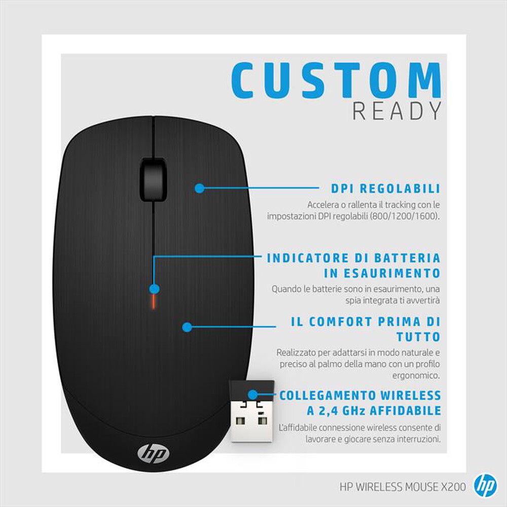 "HP - HP MOUSE X200-Nero"