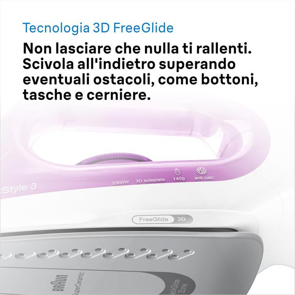 Immagine del prodotto BRAUN - FERRO A VAPORE TEXSTYLE 3 SI3030PU-BIANCO/ROSA