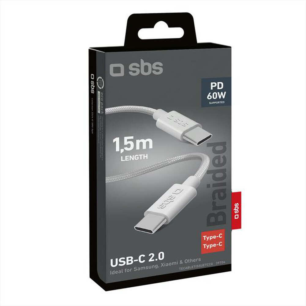 "SBS - Cavo in tessuto type-C a Type-C TECABLETISSUETCCG-Grigio"