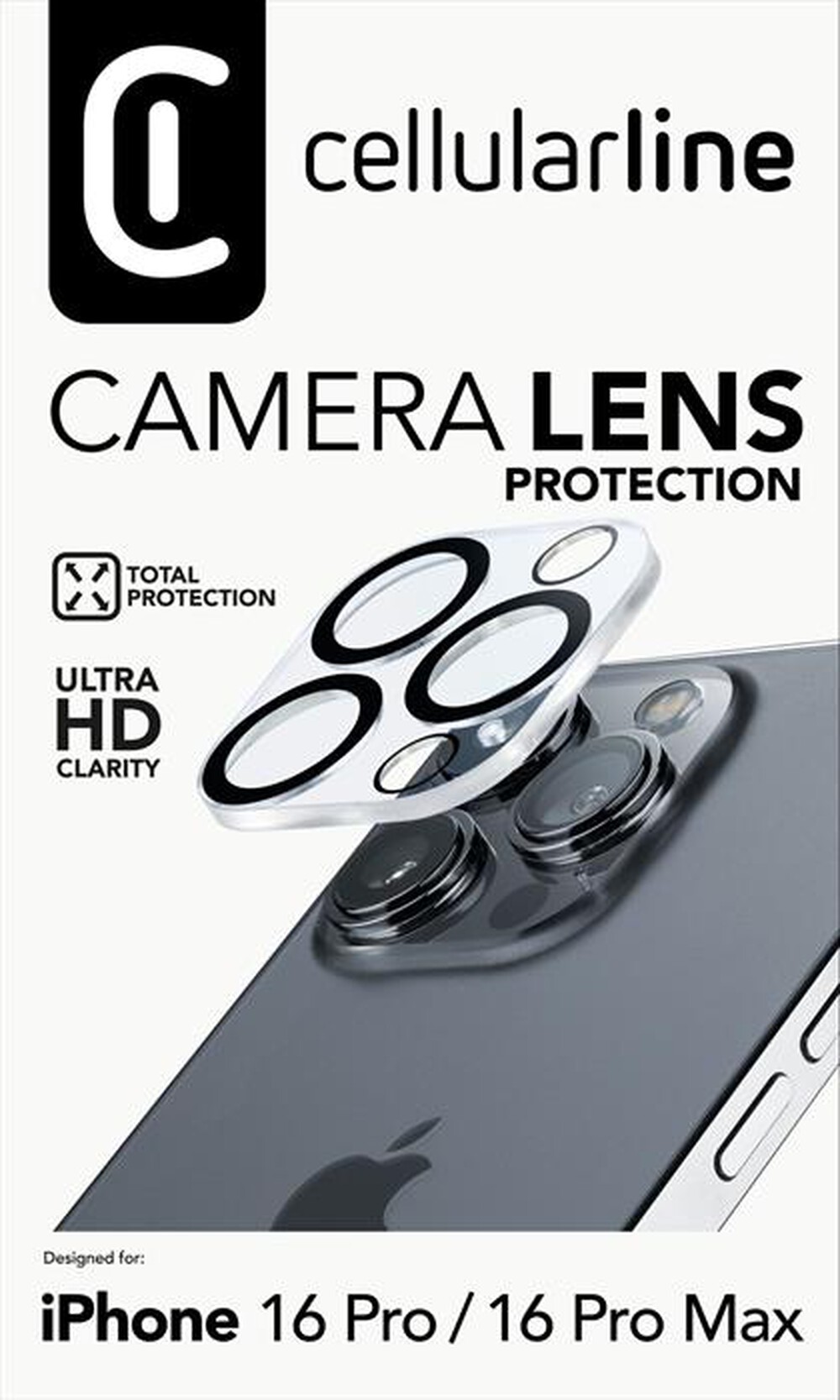 "CELLULARLINE - CAMERA LENS per iPhone 16 Pro Max-Transparent"