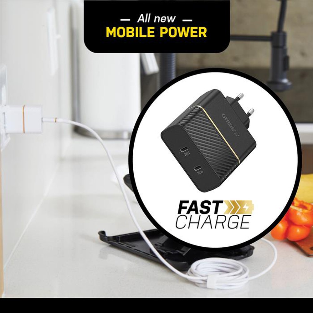 "OTTERBOX - CARICATORE DA MURO 50W - 1X USB-C 30W + 1X USB-C 2-nero"