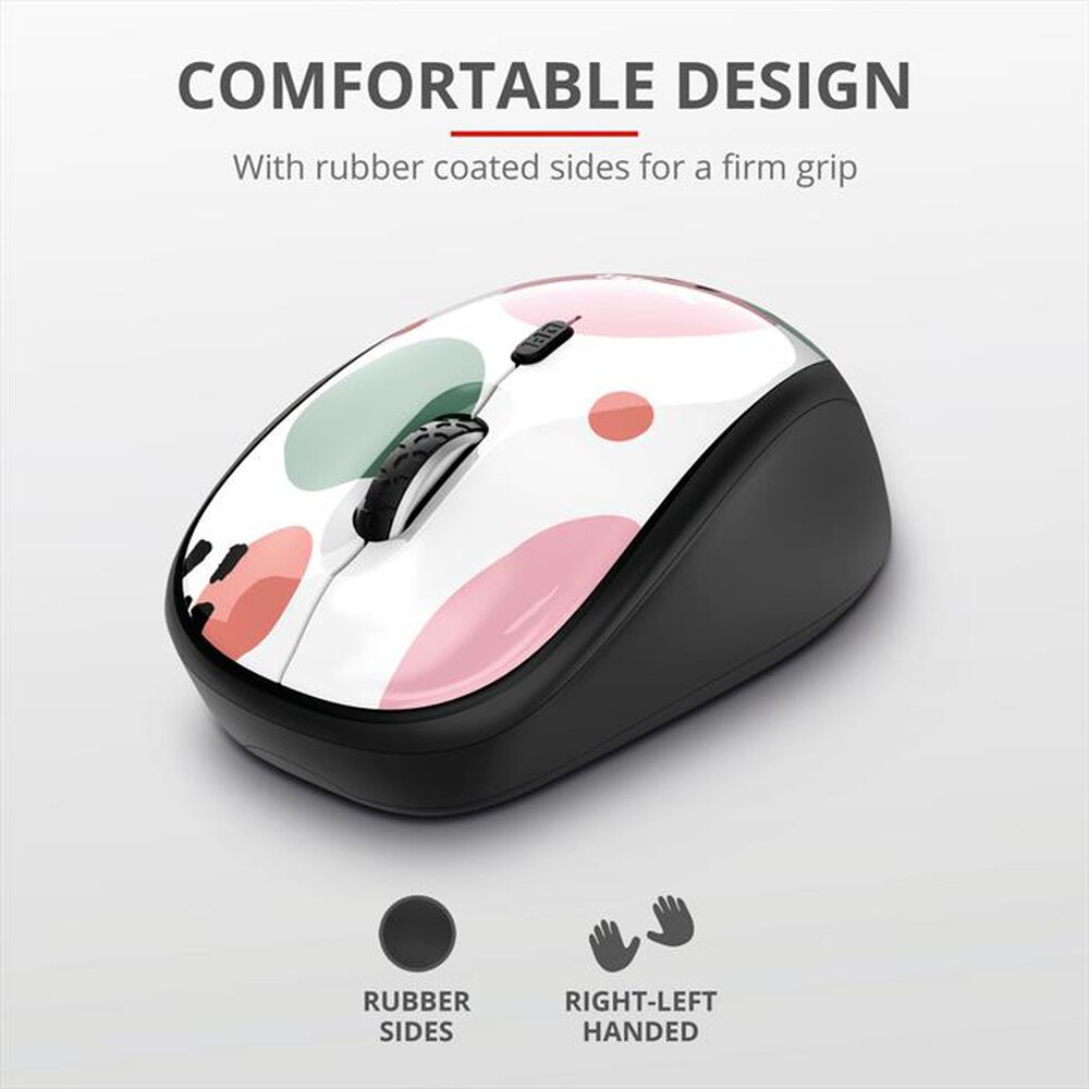 "TRUST - YVI WIRELESS MOUSE-pink circles"
