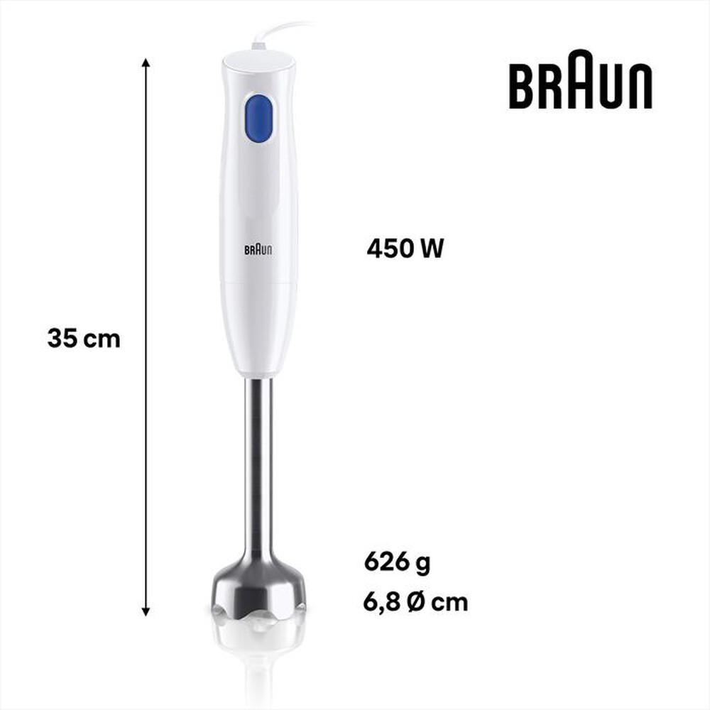 Immagine del prodotto BRAUN - Frullatore a immersione Minipimer MQ10.201M-Bianco