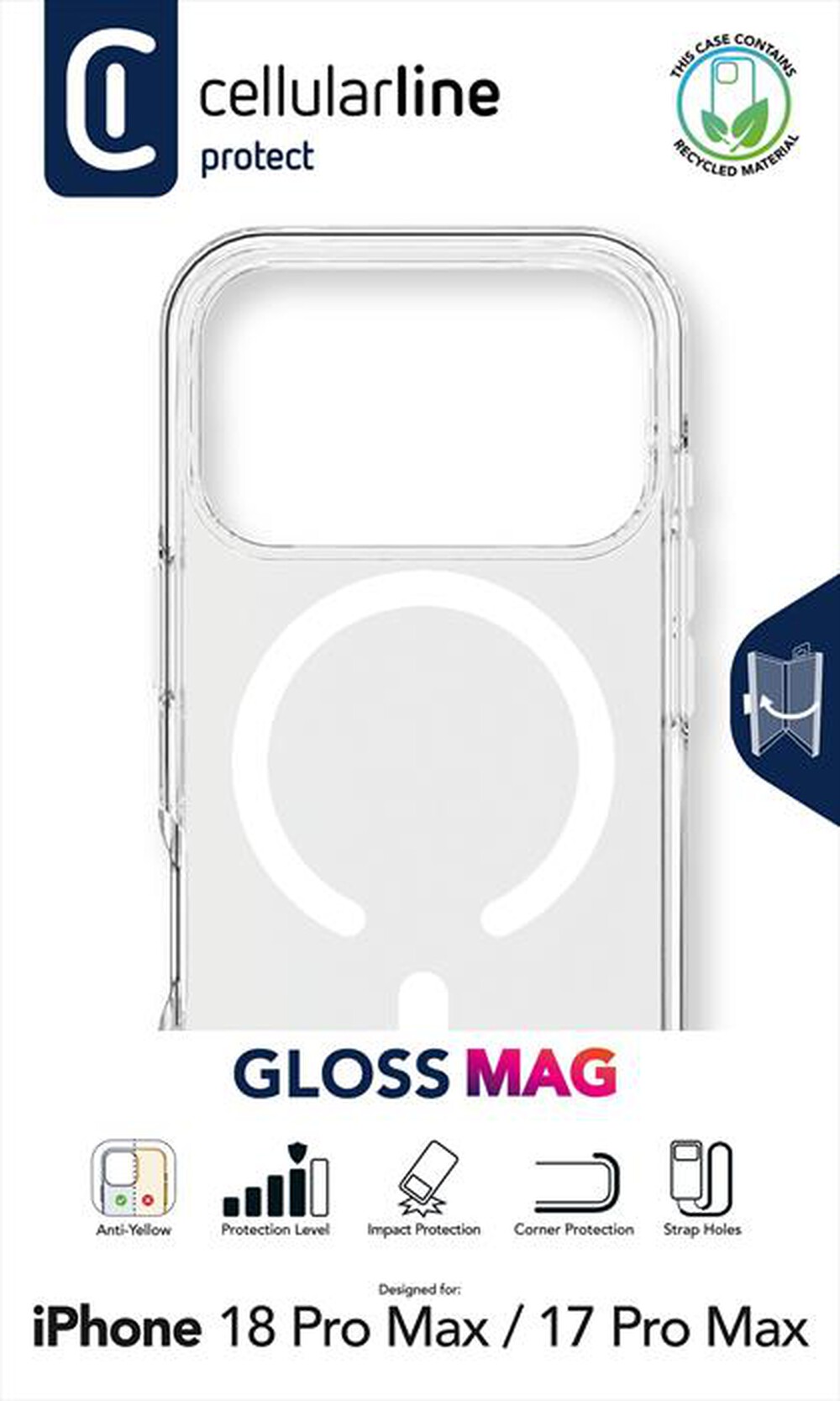 Immagine del prodotto CELLULARLINE - Cover GLOSS MAG per iPhone 18 Pro Max-Trasparente