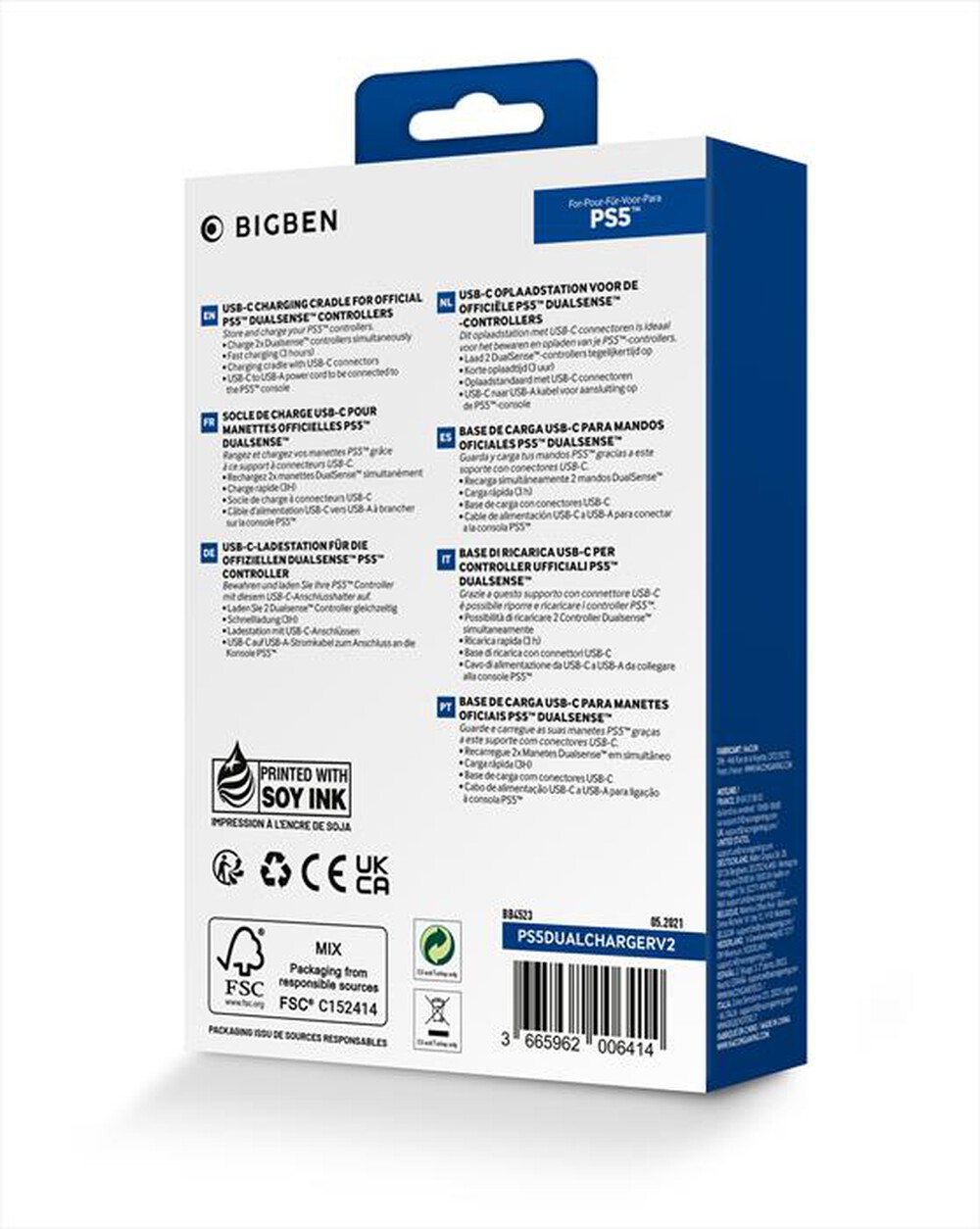 "NACON - BASE RICARICA USB 2 CONTROLLER DUALSENSE PS5-Nero"