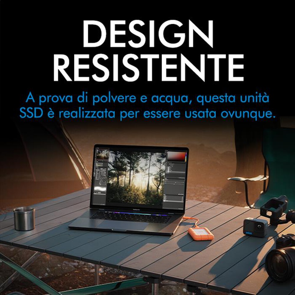 "LACIE - Hard disk esterno 2000GB RUGGED MINI SSD USB-C-Grigio"