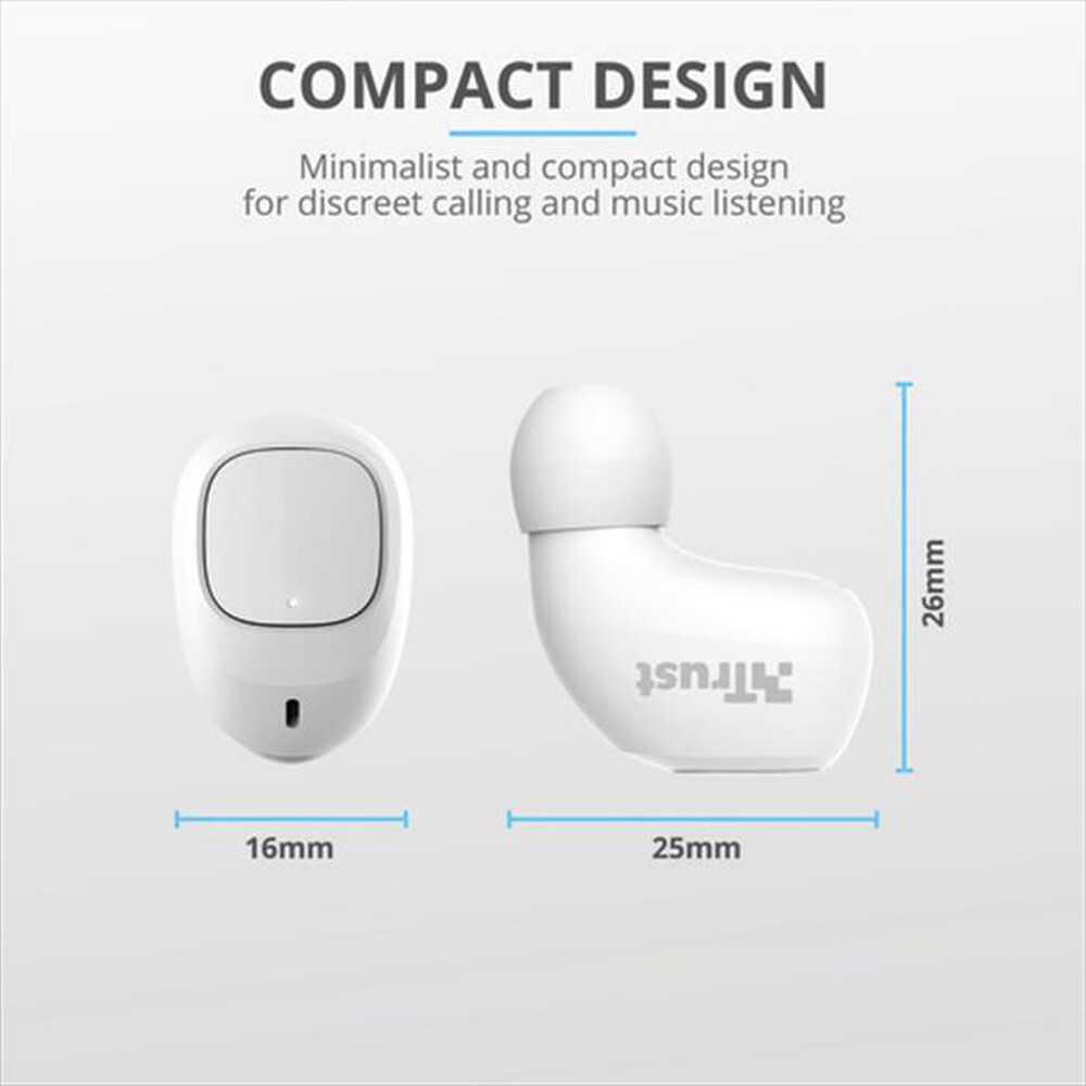 "TRUST - NIKA COMPACT BLUETH EARPHONES-White"