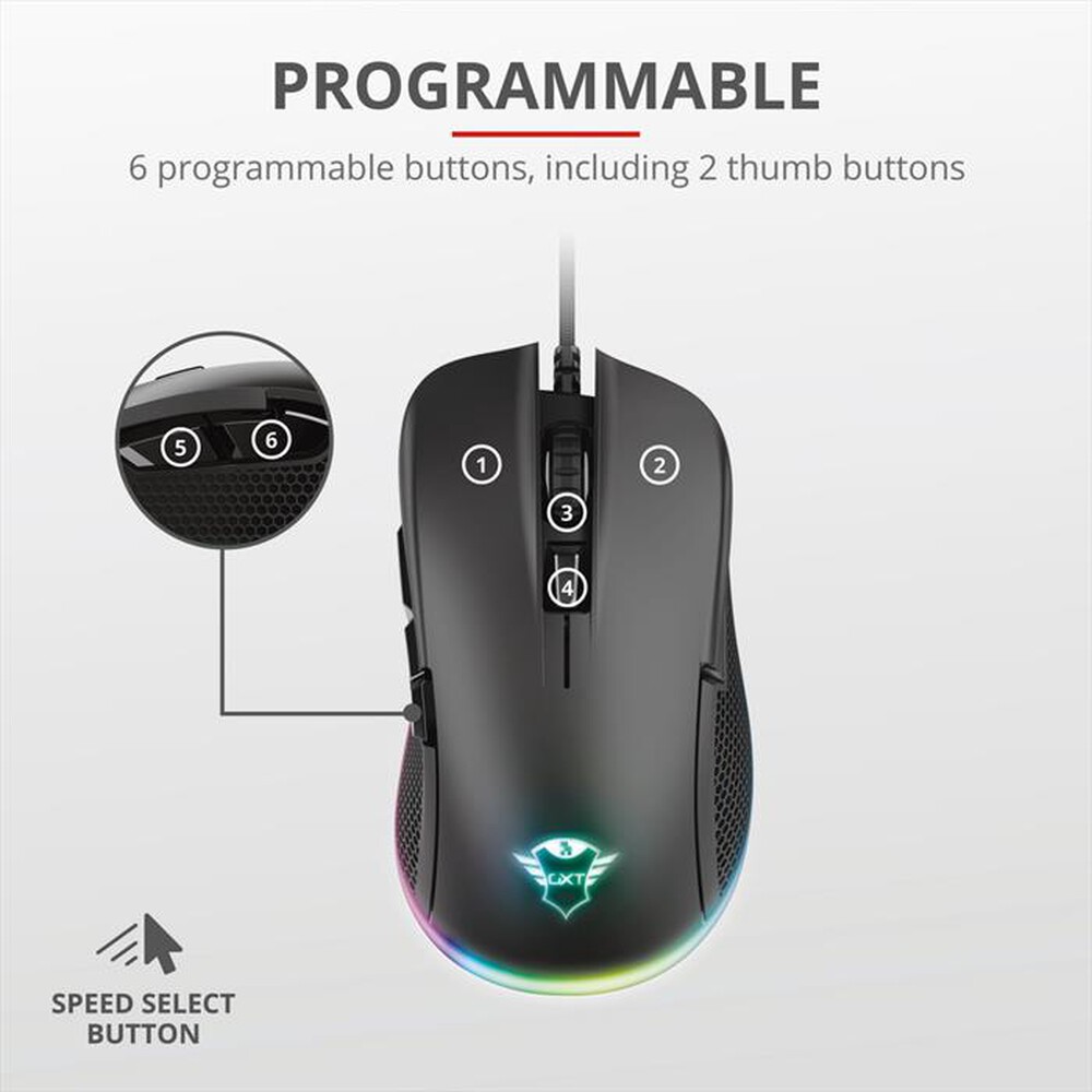 "TRUST - GXT 922 YBAR GAMING MOUSE-Black"
