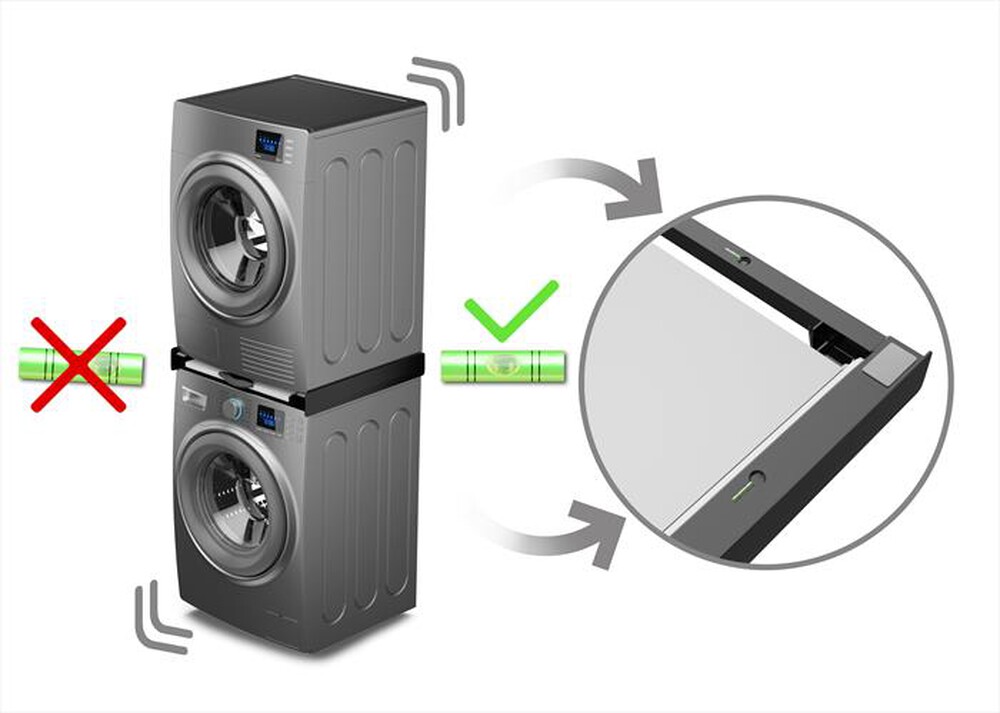 "MELICONI - Kit di sovrapposizione lavatrice TORRE DARK-Tecnopolimero Nero e legno gri"