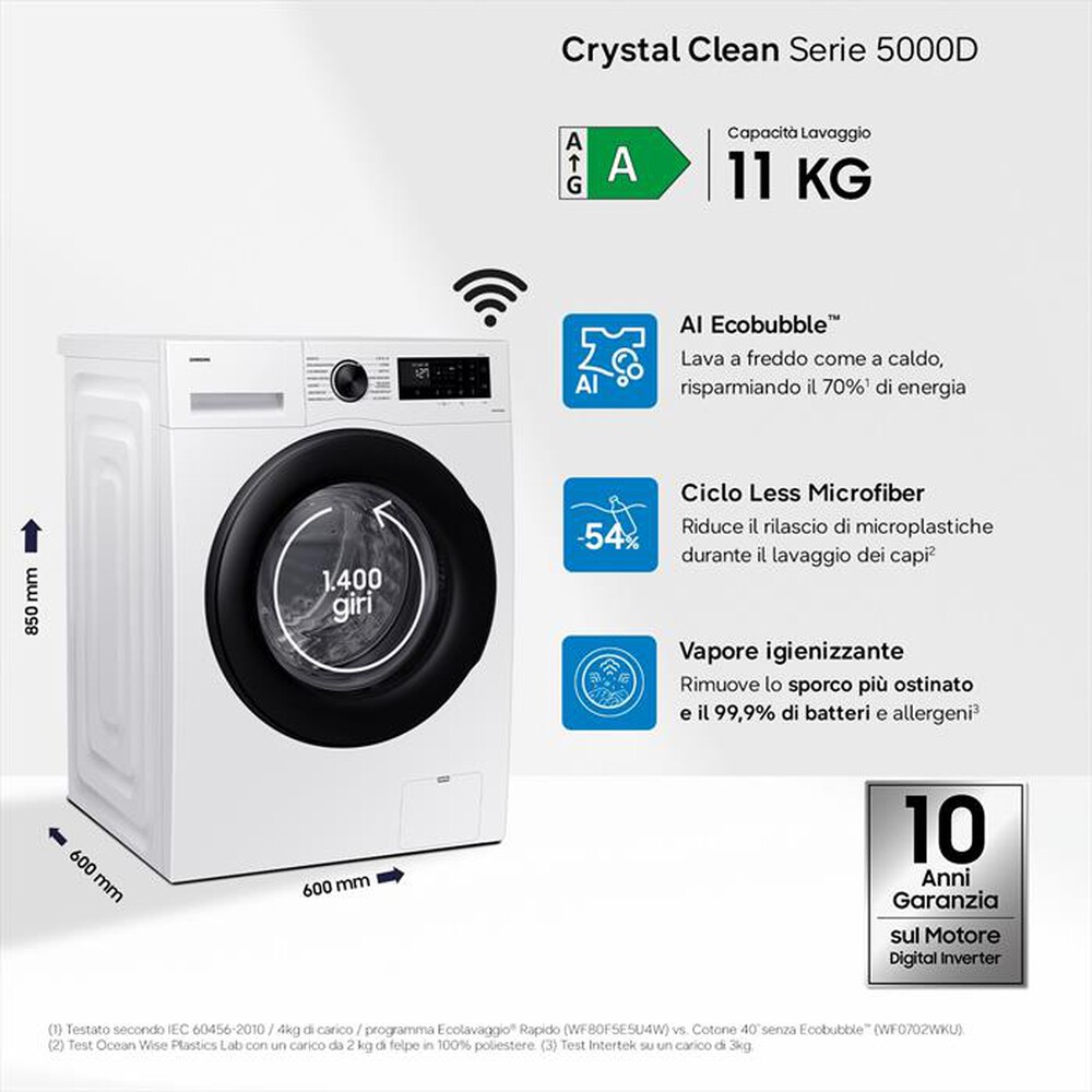 Immagine del prodotto SAMSUNG - Lavatrice WW11DG5B25AEET 11 Kg Classe A-Bianco