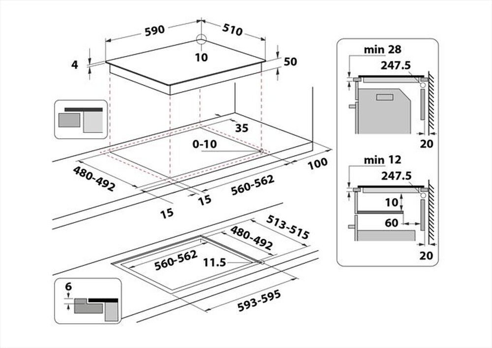 Immagine del prodotto INDESIT - Piano cottura induzione IS 83Q60 NE 59 cm-Nero