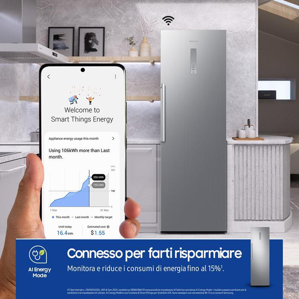 "SAMSUNG - Frigorifero 1 porta RR39C7BJ5S9/EF Classe E 387 lt-METAL INOX"