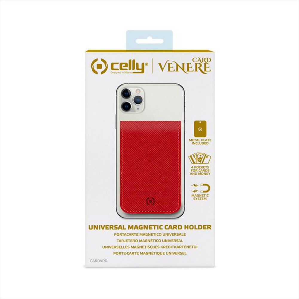 "CELLY - CARDVRD - PORTACARTE MAGNETICO-ROSSO/SIMILPELLE"
