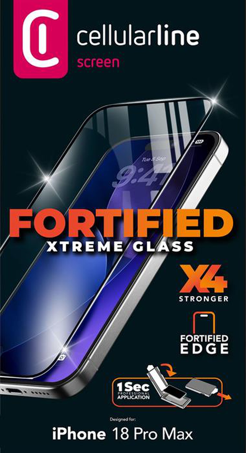 Immagine del prodotto CELLULARLINE - Pellicola FORTIFIED XTREME GLASS iPhone 18 Pro Max-Trasparente