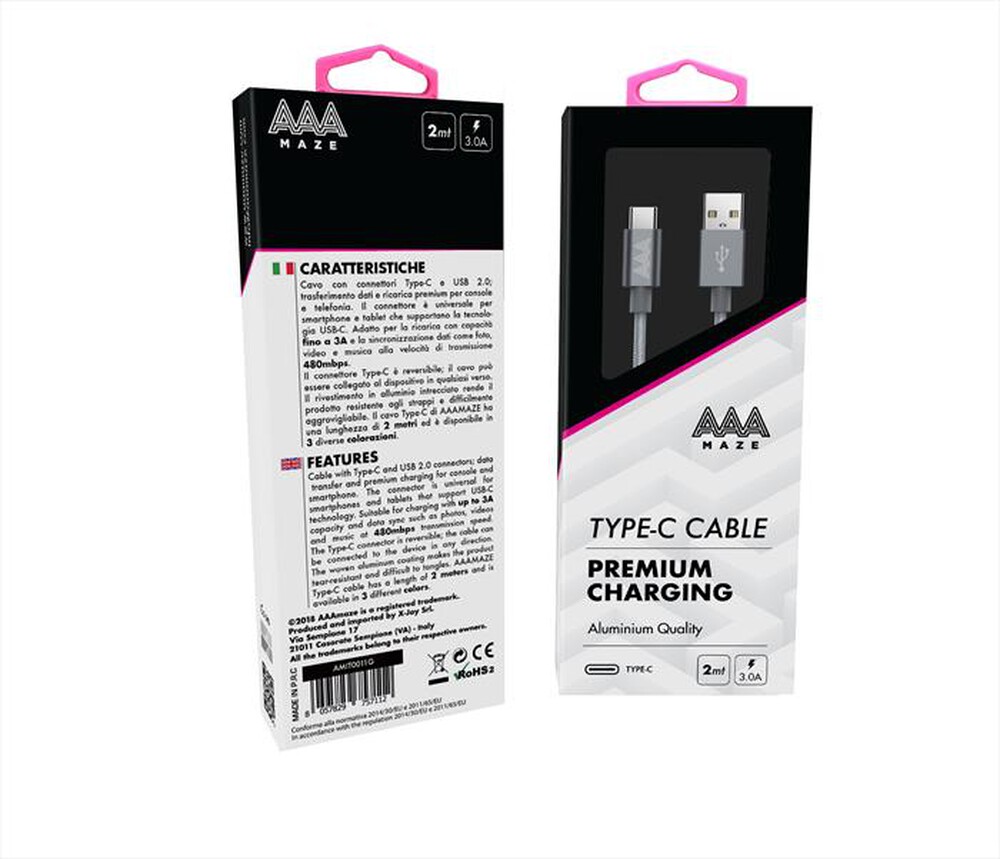 "AAAMAZE - TYPE-C CABLE 2M-Silver"