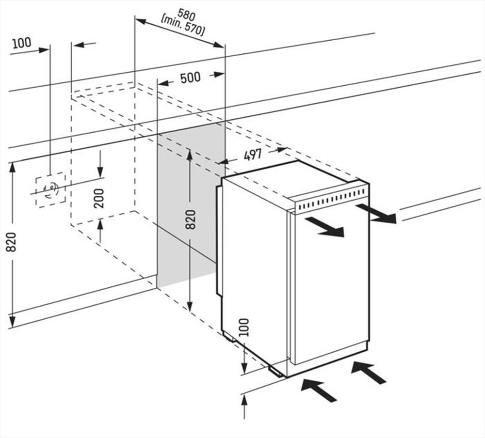 "LIEBHERR - Frigorifero sotto-tavolo UK 1414-26 Classe E 105lt-Bianco"