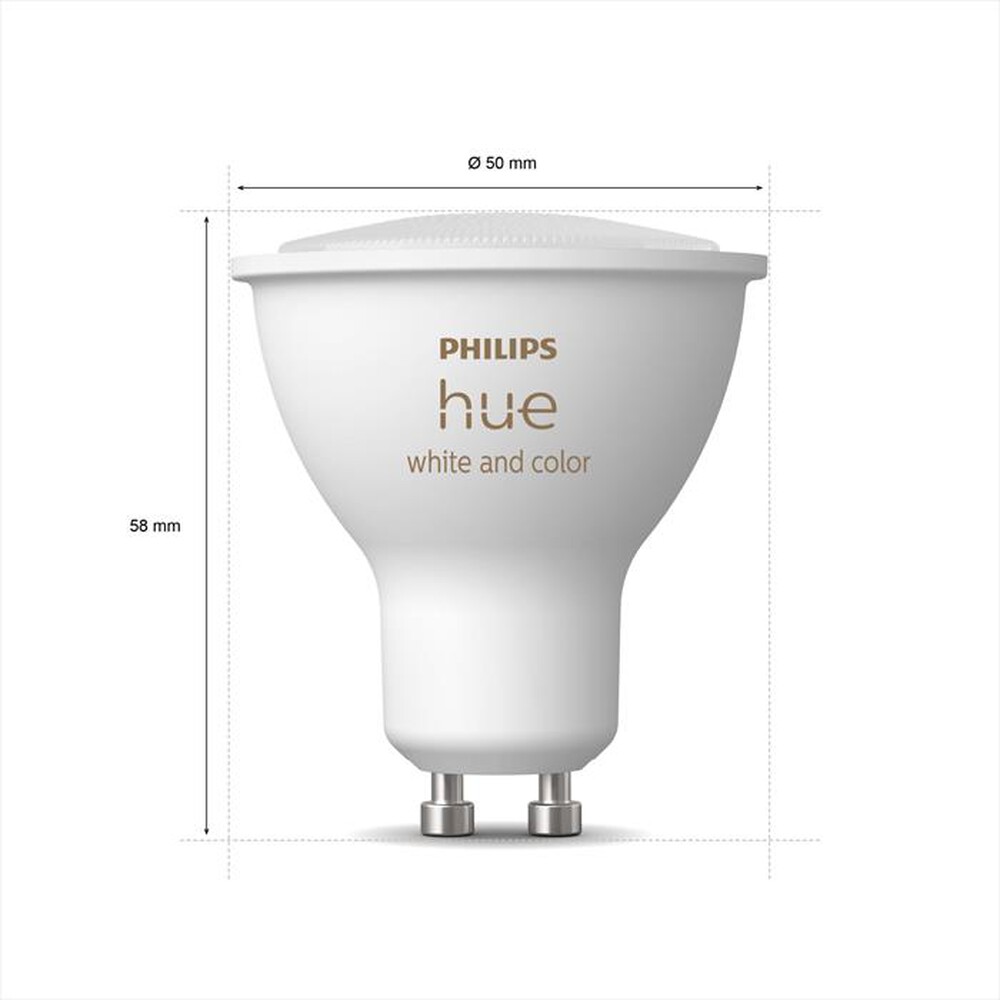 "PHILIPS - HUE WHITE AND COLOR AMBIANCE LAMPADINA GU10 4.3W-Bianco"