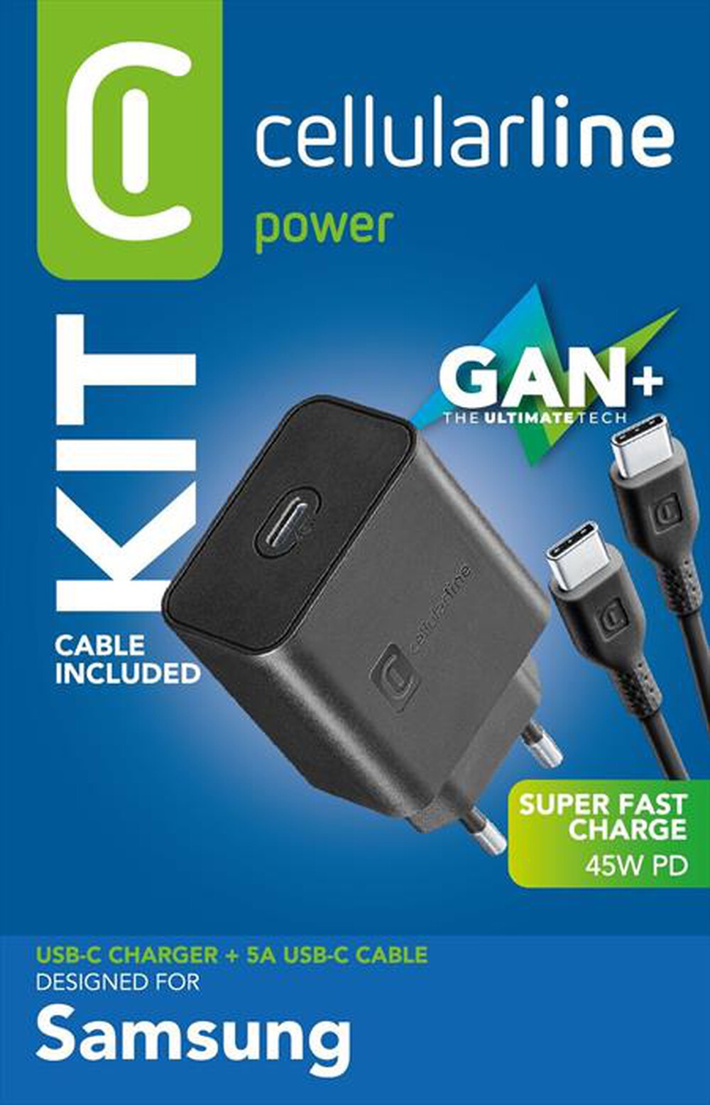 Immagine del prodotto CELLULARLINE - SUPER FAST CHARGER KIT PD 45W-Black