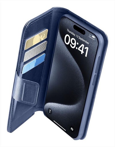 CELLULARLINE - Custodia Book BOOKAG2IPH15PROB per iPhone 15 Pro-Blu