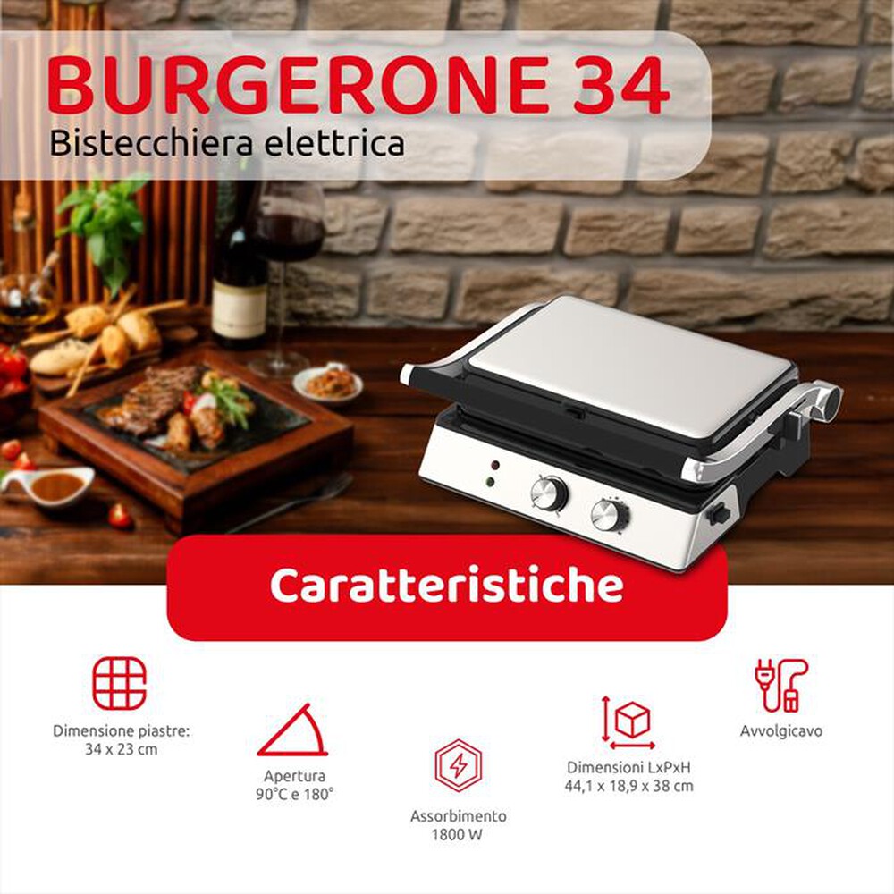 Immagine del prodotto MELCHIONI FAMILY - Bistecchiera BURGERONE 34-Silver / Acciaio
