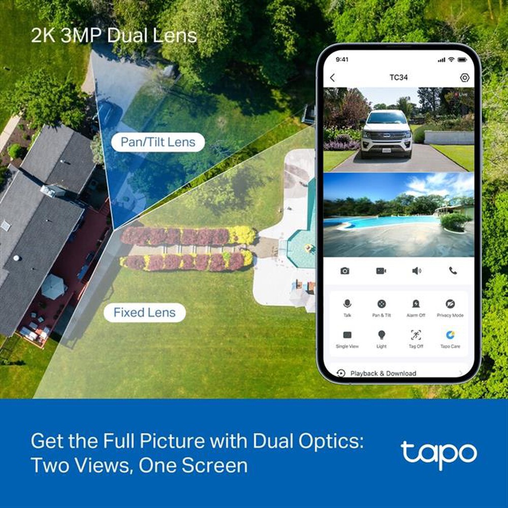 Immagine del prodotto TP-LINK - Telecamera Pan/Tilt 2K 3MP doppio obiettivo TC34-bianco