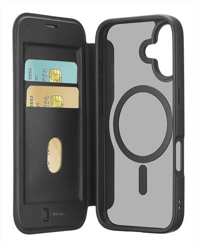 CELLULARLINE - Custodia a libro DAILY MAG per IPHONE 17-Nero, Trasparente