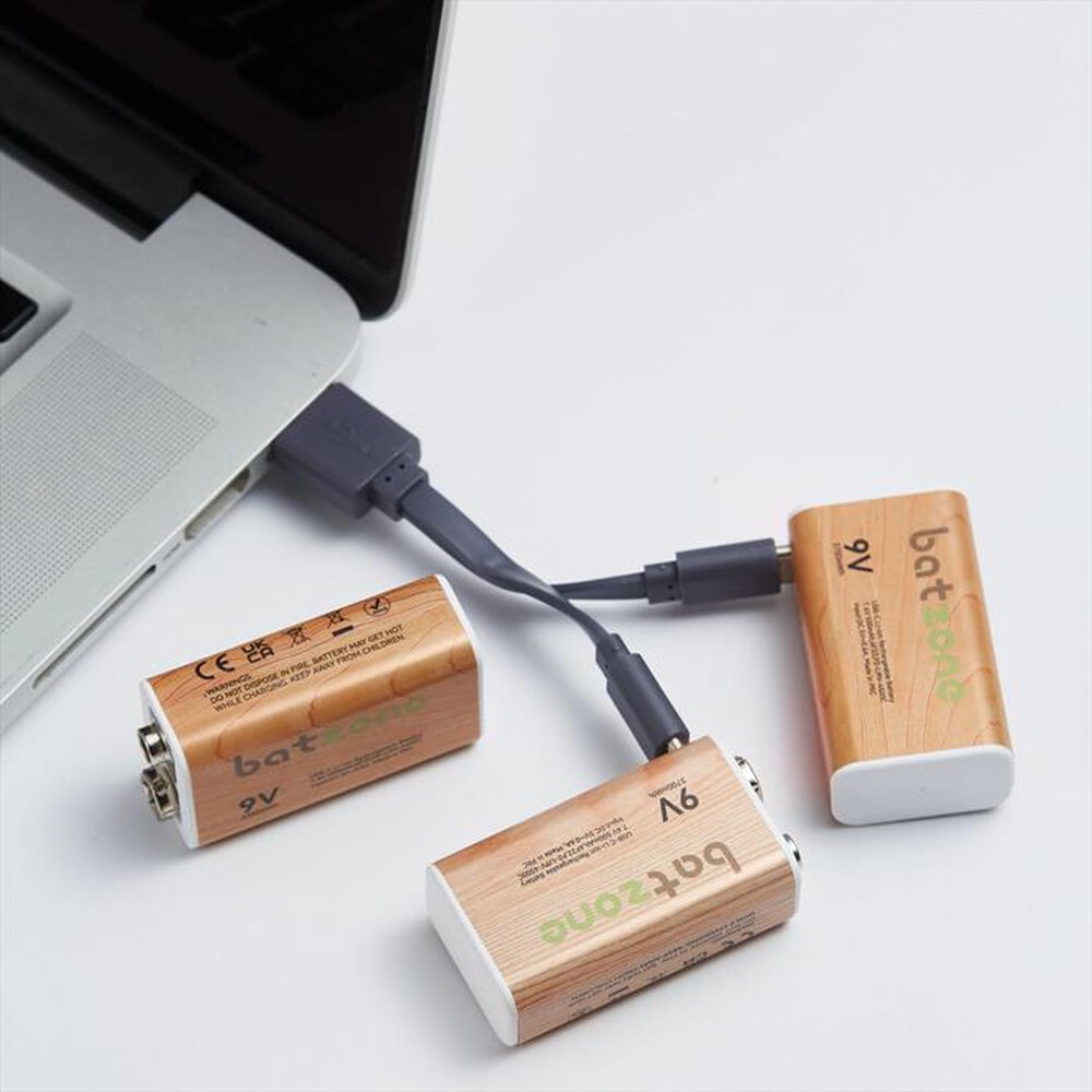 Immagine del prodotto BATZONE - LI-ION USBC BATT 9V 3700MWH 2PCS CABLE-Marrone/ Legno