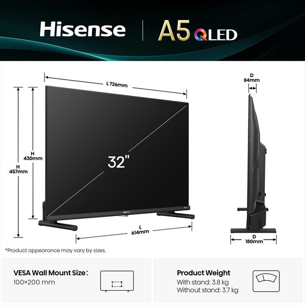 Immagine del prodotto HISENSE - Smart TV QLED 32" Full HD 32A59Q-NERO