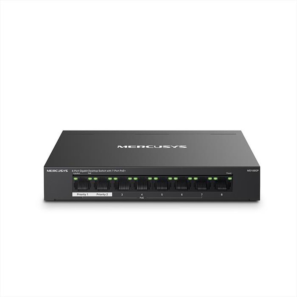"MERCUSYS - 8-PORT GIGABIT DESKTOP SWITCH WITH  4-PORT POE+-nero"
