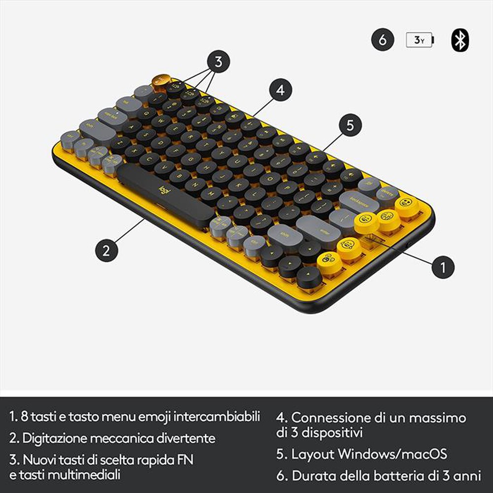 "LOGITECH - POP Keys Tastiera-Giallo"