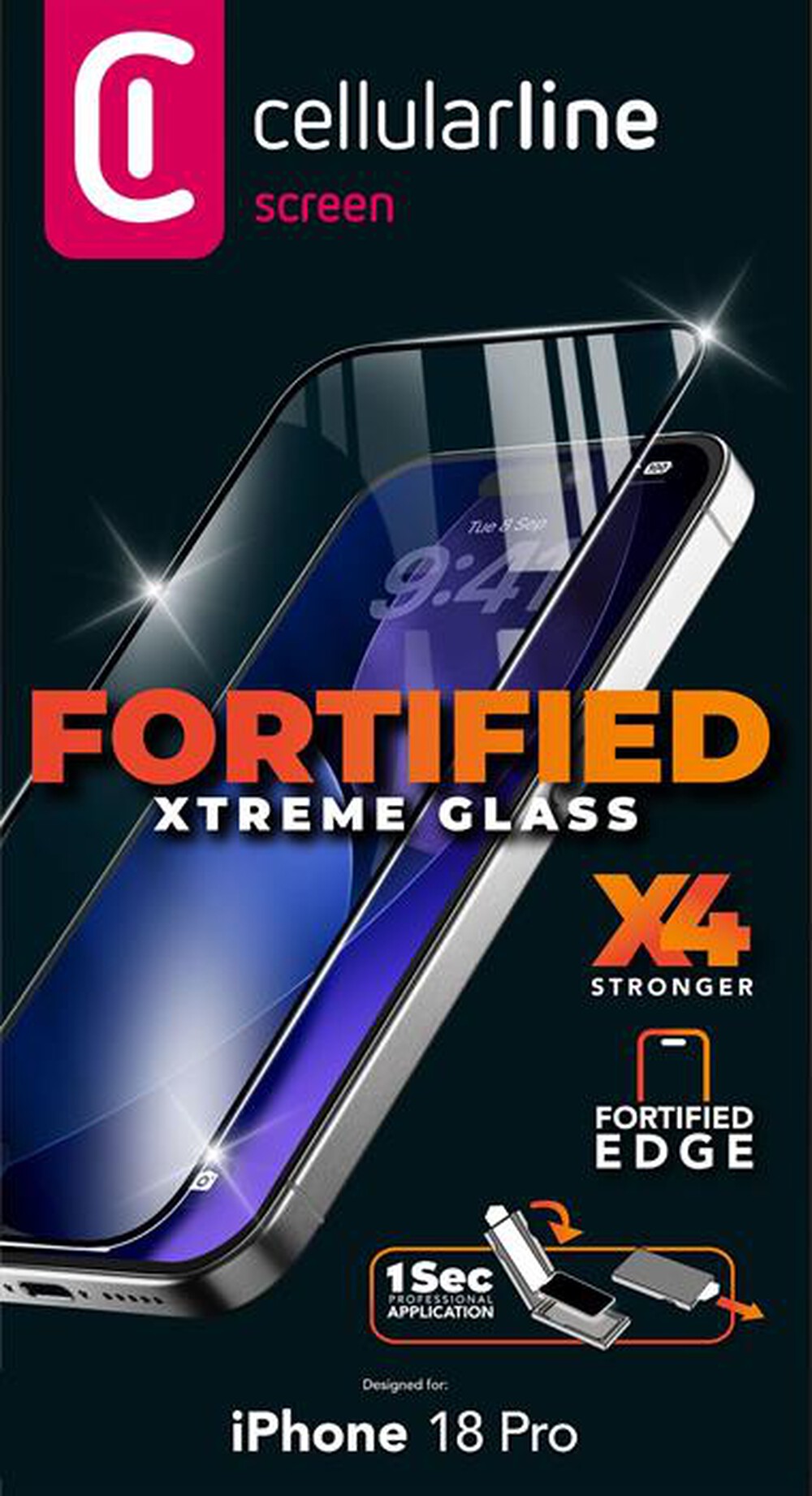Immagine del prodotto CELLULARLINE - Pellicola FORTIFIED XTREME GLASS IPHONE 18 PRO-Trasparente